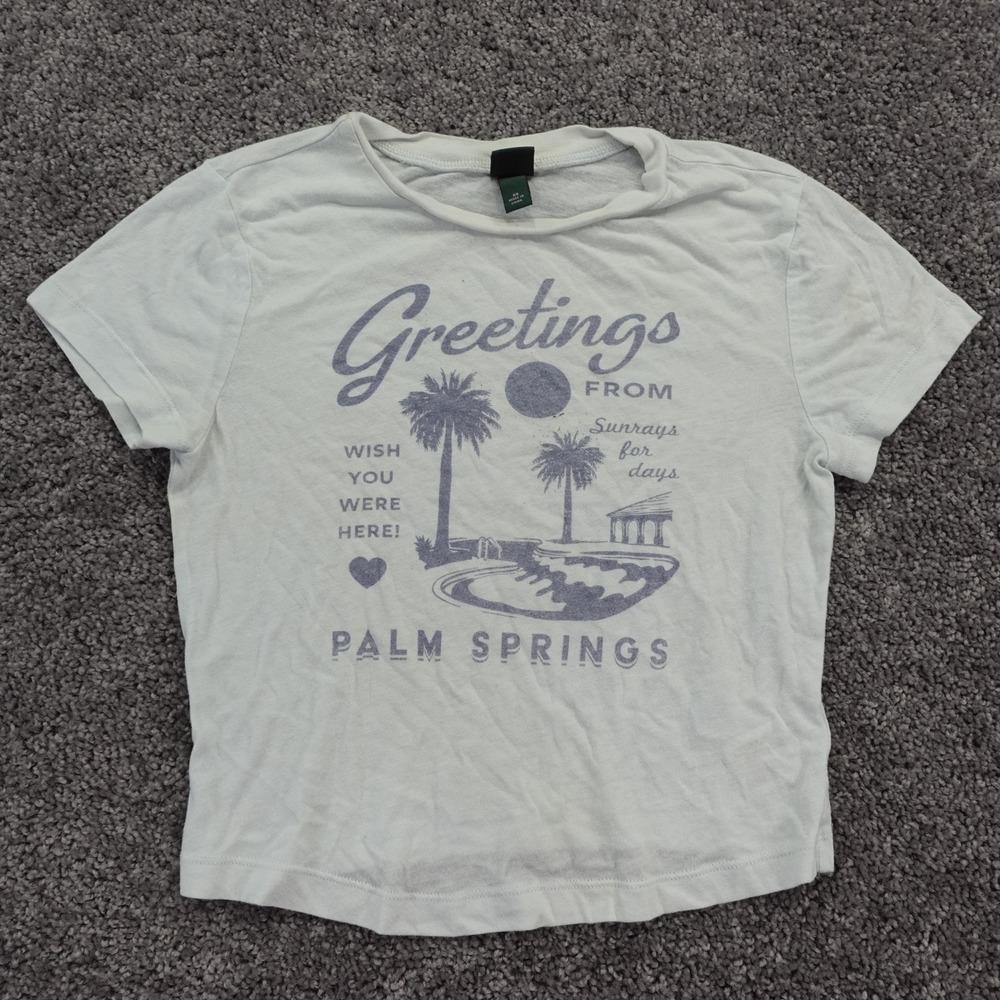 Wild Fable Graphic Tee Womens Extra Small White Palm Springs Greetings Shirt